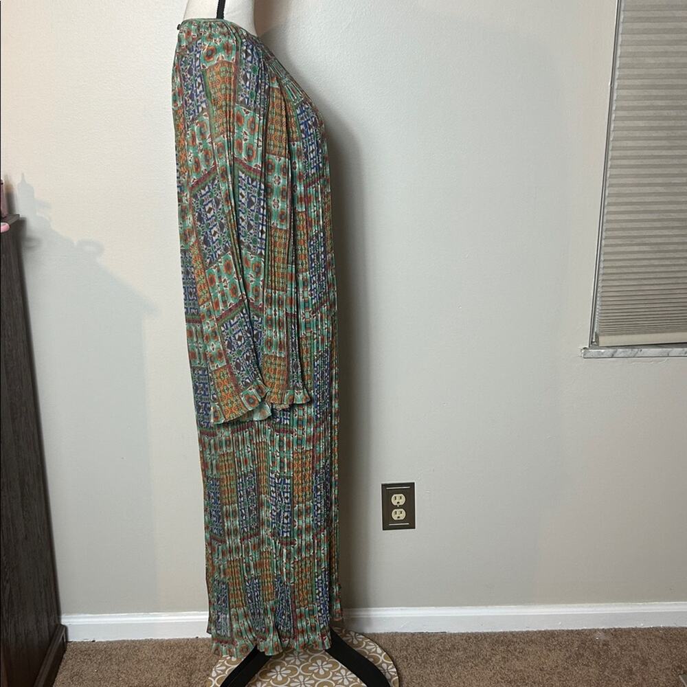 EUC Carolina K x Anthropologie green patterned pleated dress - Picture 10 of 15